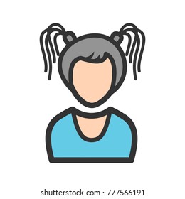 Girl in High Ponytails
