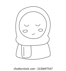 girl in hijab closing her eyes hand drawn illustration can be used for children's drawing books and coloring books