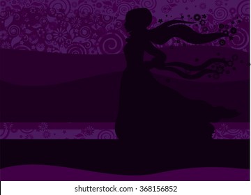 girl in hijab covered  on a purple background