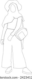 girl with hijab drawing vector