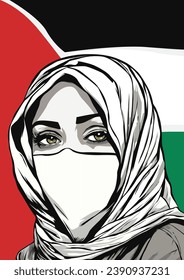 Girl in Hijab Islamic Woman Arab Palestine Palestinian Poster Design