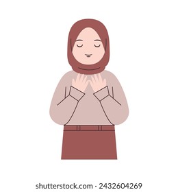 Girl with hijab is praying