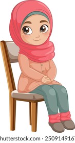 A girl in a hijab sitting on a chair