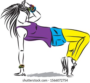 girl hiphop dancer vector illustration