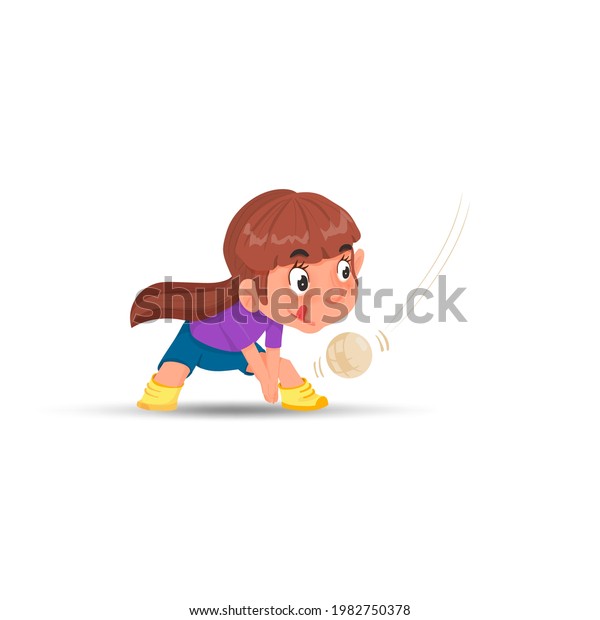 Girl Hitting Ball Playing Volleyball Cartoon Stock Vector (Royalty Free ...