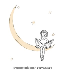 416 School Girl Sitting Moon Images, Stock Photos & Vectors 