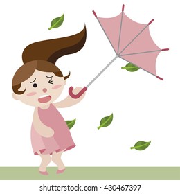 girl hold upturned umbrella