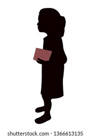a girl holdign a folder, silhouette vector