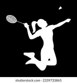  girl holding badminton racket silhouette vector file 