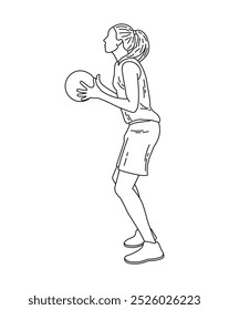 Girl holding a ball in her hands, basketball