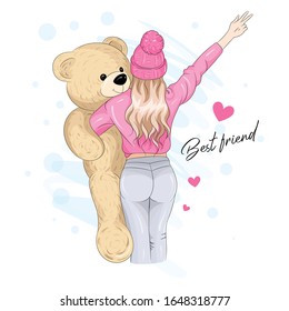 Girl holding a bear toy