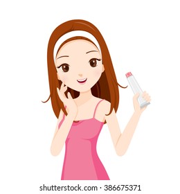 Girl Holding Beauty Packaging, Facial, Treatment, Skin, Cosmetic, Makeup, Healthy, Lifestyle