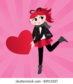 Girl holding a big heart