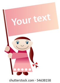 Girl holding blank billboard