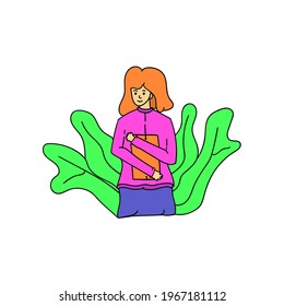girl holding a book. vector illustration