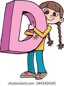 girl is holding the capital letter D