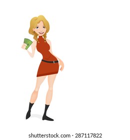 Girl holding cash