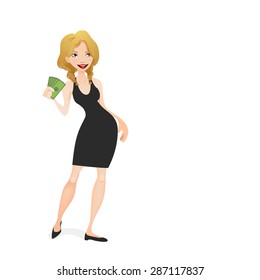 Girl holding cash