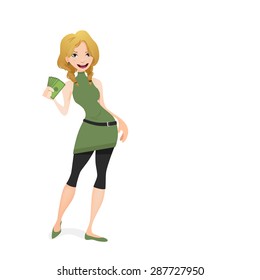 Girl holding cash