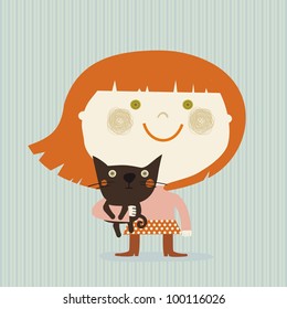Girl holding a cat