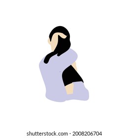 Girl Holding Cat Flat Illustration, International Cat Day Flat Illustration