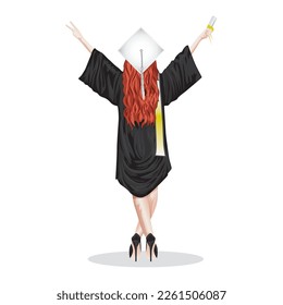 girl holding degree back view vector illustration