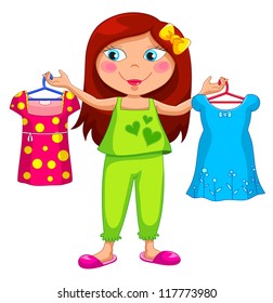 girl holding different clothes (JPEG available in my gallery)