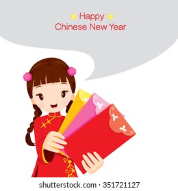 Girl Holding Envelopes, Traditional Celebration, China, Happy Chinese New Year