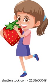 A girl holding fruit on white background illustration