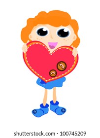 Girl Holding Heart Cartoon Stock Vector Royalty Free