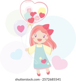 Girl Holding Heart Shape Balloon