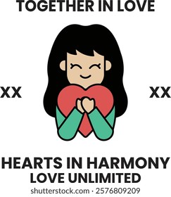 A girl is holding a heart and smiling