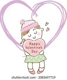 Girl holding a heart (Valentine's Day)