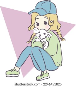 girl holding her beloved puppy