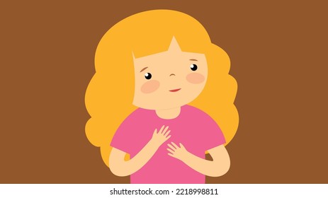 Girl holding her hands on her chest