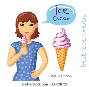 Girl holding an ice cream cone.