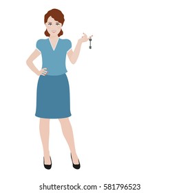 Girl holding a key vector illustration