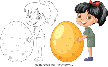 Girl holding a large dinosaur egg