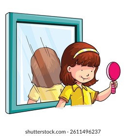 A girl holding a magnifying glass