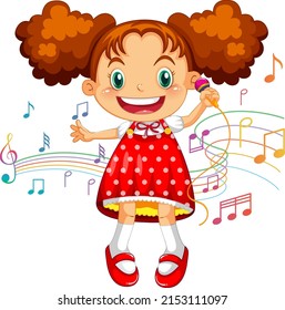 A girl holding microphone singing illustration