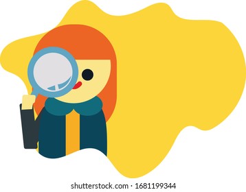 Girl holding a microscope with background