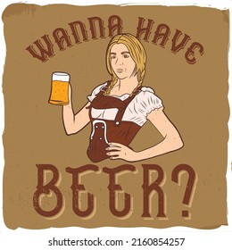 Girl holding a mug of beer and smiling