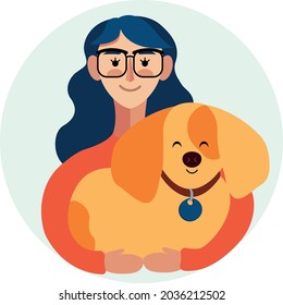 The girl is holding a puppy in her arms