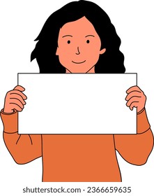 Girl Holding Sign Illustration Vector