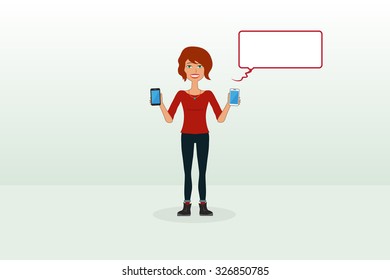 Girl Holding Two Phones