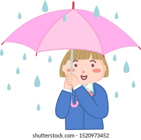 
Girl holding an umbrella on a rainy day.