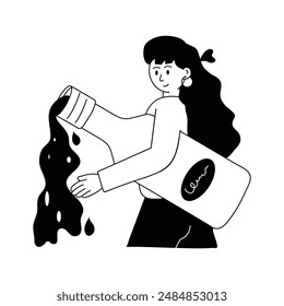Girl holding water bottle, concept of summer season, hydrated vector illustration