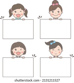 Girl holding a white frame