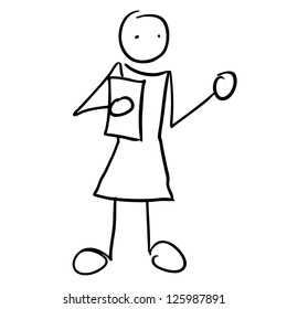 Girl holding white page doodle