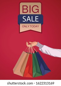 The girl holds a fashion shopping bag and beauty Free Photo